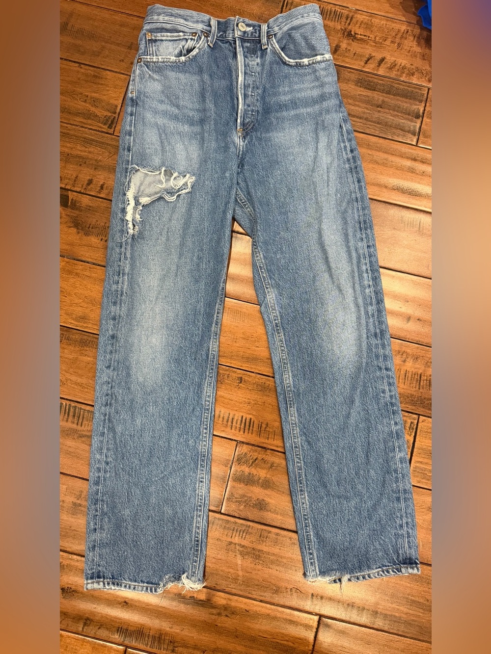 Agolde Women's Relaxed Distressed Light Blue Jeans
